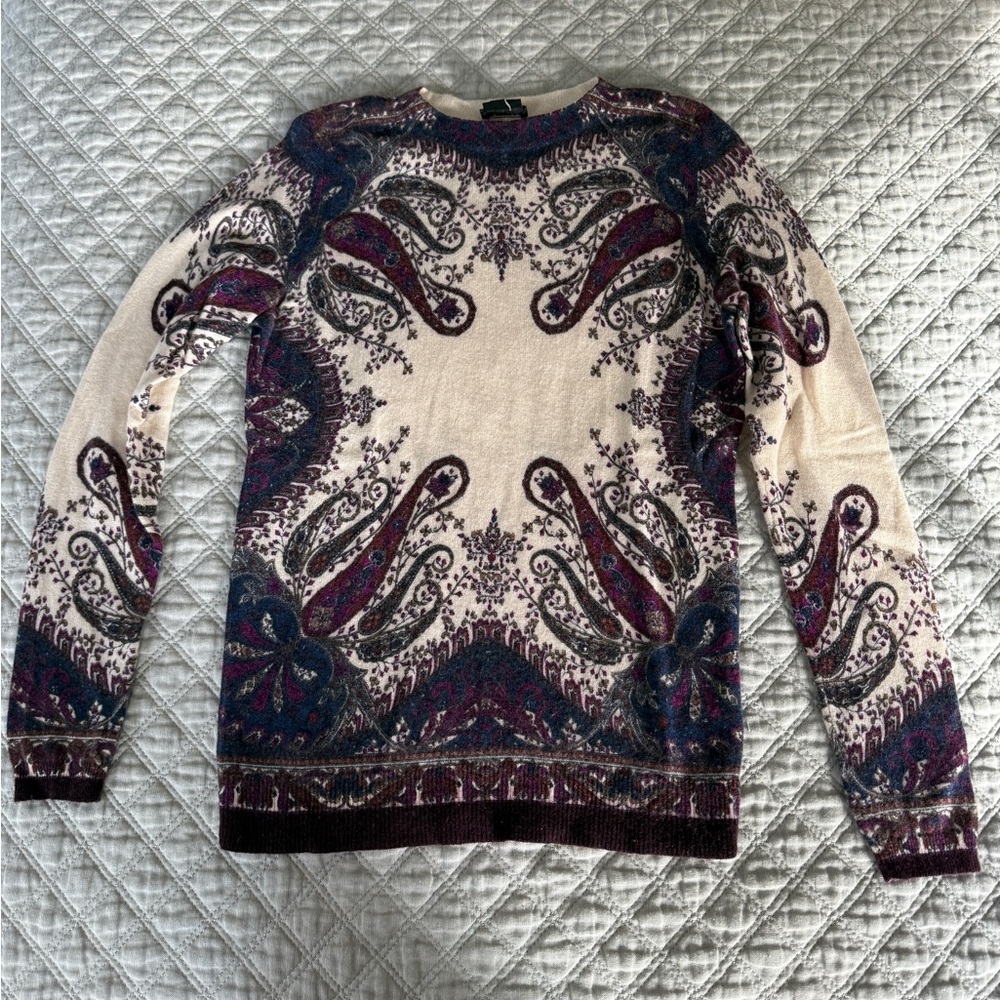 Talbots Cashmere Purple Cream  Women’s Sweater S